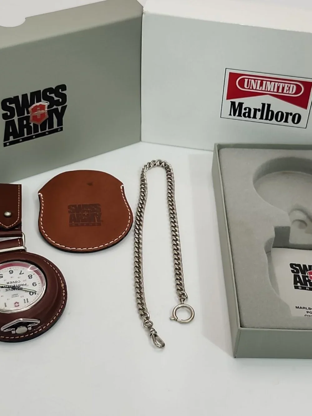 Vintage Unlimited II Swiss Army Marlboro Pocket Watch with Box & Papers NOS